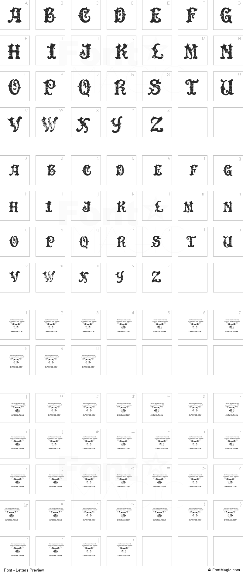 Dingle Huckleberry Font - All Latters Preview Chart